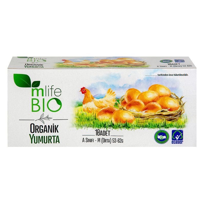 M Life Organik 10'lu Orta Boy Yumurta (53-62 g)