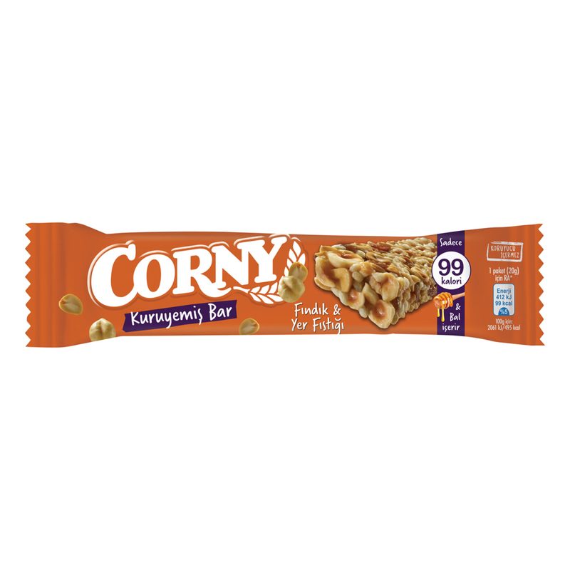 Corny Fındık Yer Fıstığı Kuruyemiş Bar 20 g