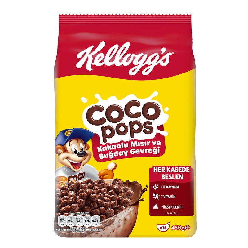 Kellogg's Coco Pops Kakaolu Mısır ve Buğday Gevreği 450 G